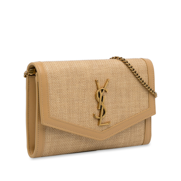 Pre-Loved Saint Laurent Monogram Raffia Uptown Wallet on Chain - Picture 2 of 12